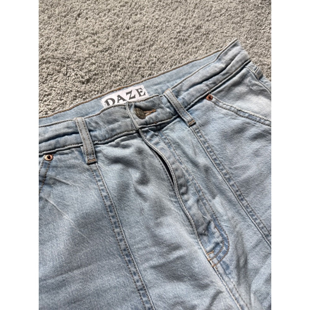 Daze Denim Jeans Sz 30 Blue High Rise Wide Leg Cargo Hippie Grunge Y2K 32" x 30" - Picture 2 of 7